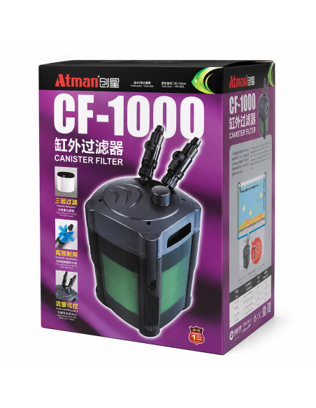 Зовнішній фільтр для акваріума Atman CF-1000, до 400 л, 1100 л/год недорого, гарантія 6 місяців